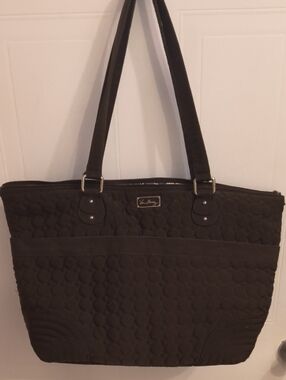 Vera Bradley Black Quilted Diaper Bag/Shoulder Tote.